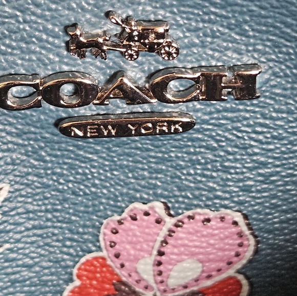 REVERSIBLE CITY TOTE IN FLORAL PRINT COATED CANVAS (COACH F12176)DARK TEAL/BLUE - Picture 7 of 12